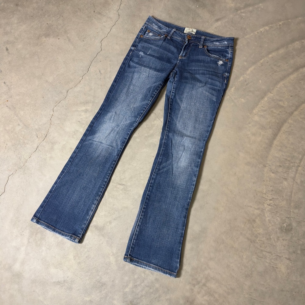Y2K Aeropostale Chelsea Bootcut‎ Jeans Womens 1/2 Short Blue Low Rise Distressed